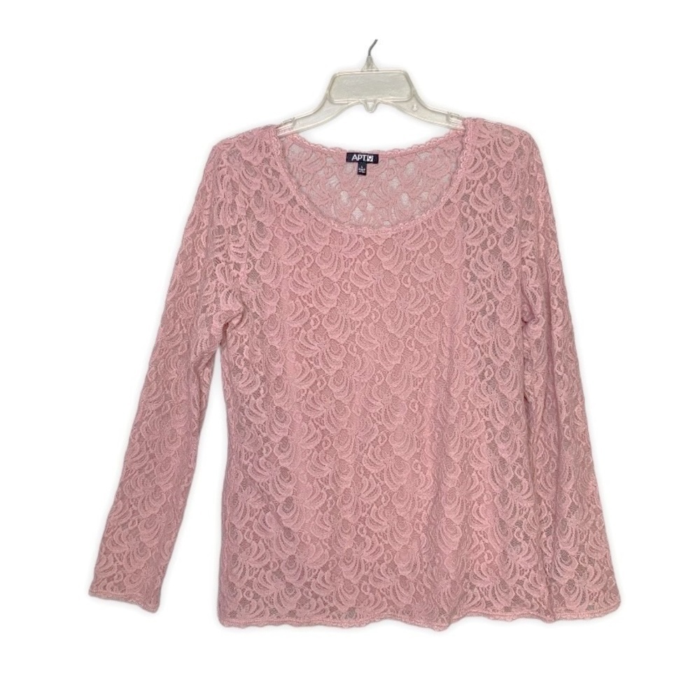 Apt 9 Blush Lace Overlay Long Sleeve Top